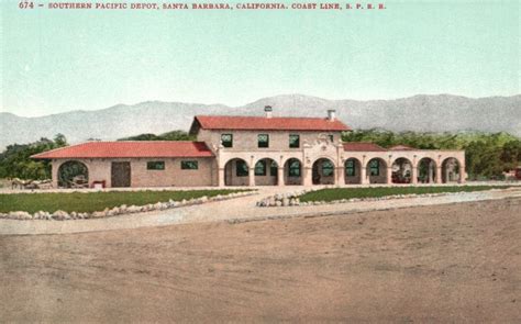Vintage Postcard 1910s Southern Pacific Depot Santa Barbara Calif