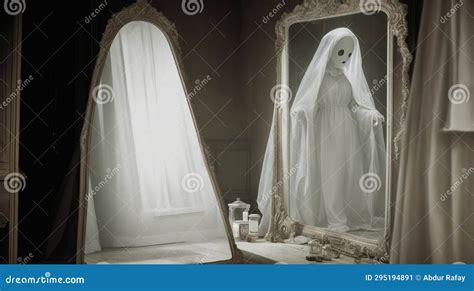 Ghostly Figure Walking Along The Street In A Haunted Old Village
