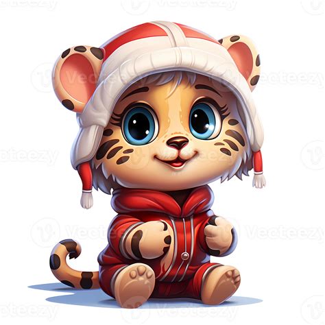 Cute Cheetah With Christmas Clipart Illustration Ai Generative 29874144 Png