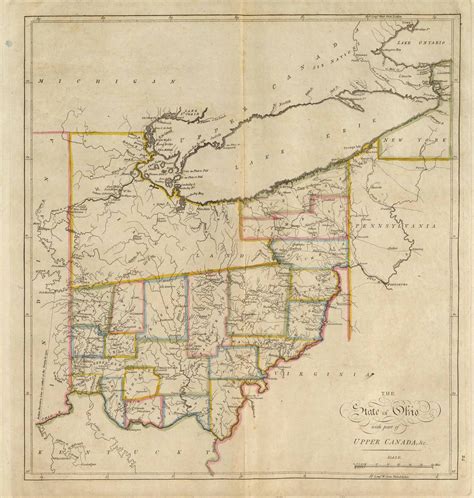 1814 State Map Of Ohio Ohio Map Map Vintage Wall Art