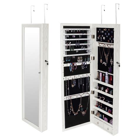 Ktaxon Mirrored Hanging Jewelry Cabinet Armoire Organizer Over Door