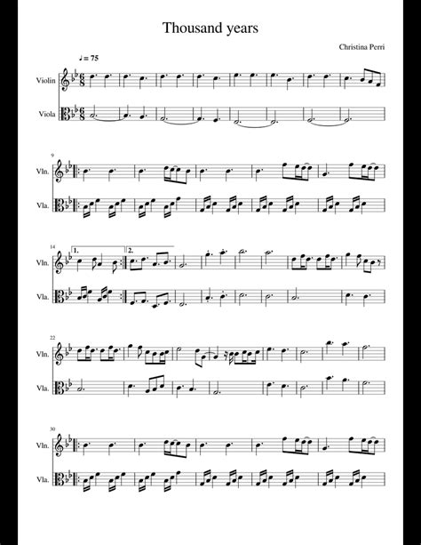 Thousand Years Sheet Music For Violin Viola Download Free