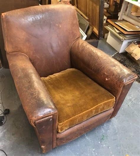 1930s Leather Club Chair Vintage Antique Old In Radstock Somerset