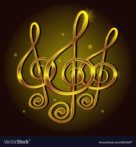 Gold Treble Clef Music Sign Note Decorative Icon Vector Image