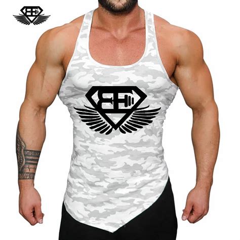 Fitness Men Tank Top Army Camo Camouflage Mens Bodybuilding Stringers