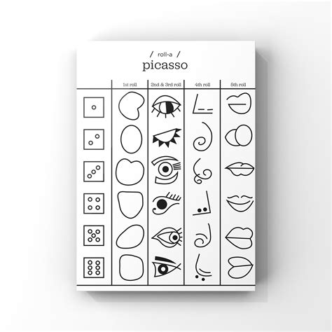 Roll A Picasso Printable Game Sheet 1 Page Instant Download