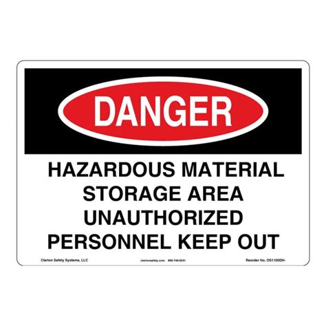 Clarion Safety Systems Osha Compliant Dangerhazardous Material Safety