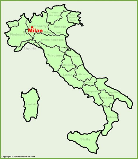 Milan Location On The Italy Map