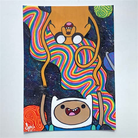Jake And Finn Trippy Art Room Decor Psychedelic Poster Etsy