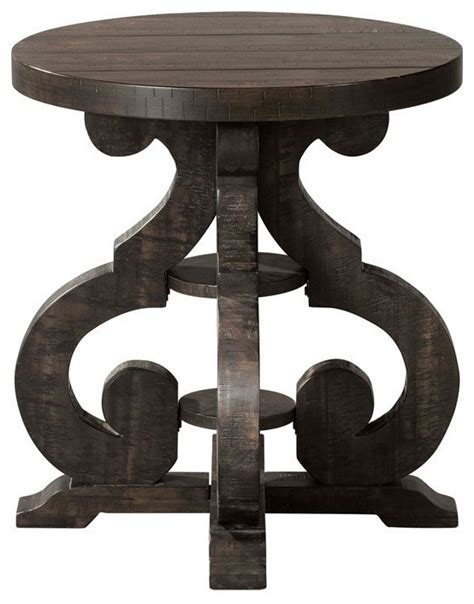 Bowery Hill Transitional Solid Wood End Table In Smokey Walnut Brown