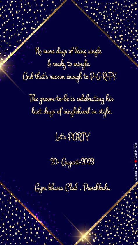 Blue Sparkles Bachelor Party Invitation Wish N Wed