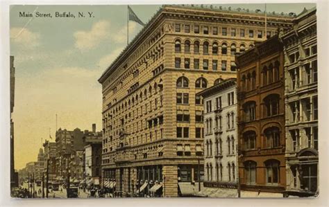 Vintage Divided Back Postcard Early 1900s Street View Main St Buffalo