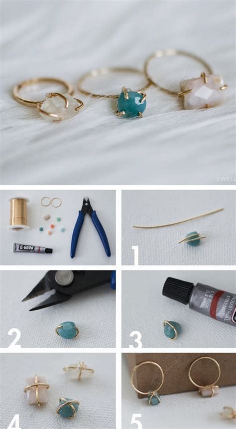 Le staking (l'accumulation de bagues) est une tendance qui ne s'est jamais démentie: comment fabriquer bague cabochon | Bagues en fil de fer ...