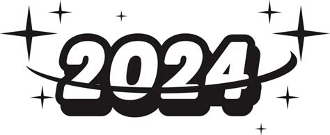 Years 2024 Black Aesthetic Y2k Vector New Year 2024 Black Png And