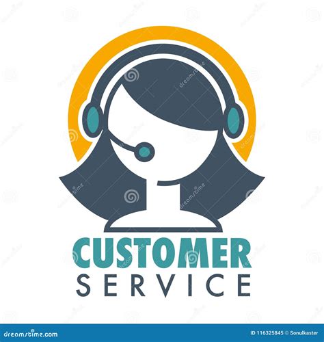 Customer Service Promotional Emblem With Woman Operator In Headset