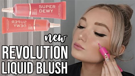 new makeup revolution super dewy liquid blushes swatches application and wear test youtube