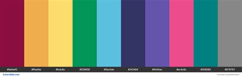 Rainbow1 Colors Palette 8a0e40 F0ad4e Fcdc6c Colorswall