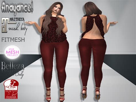Second Life Marketplace Anayance Red Outfit Tulip Top And Leggings