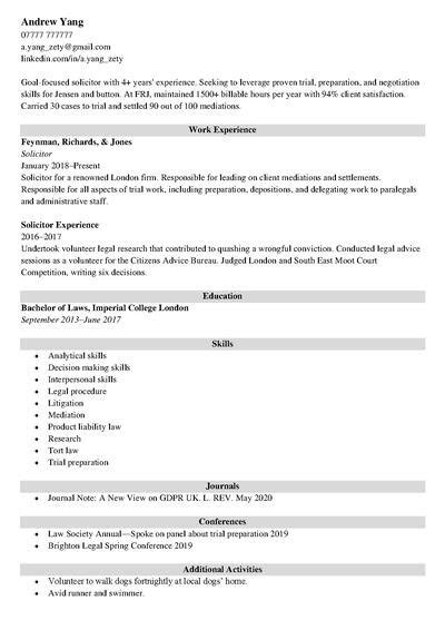 Solicitor Cv Legal Cv Samples And Guide Template