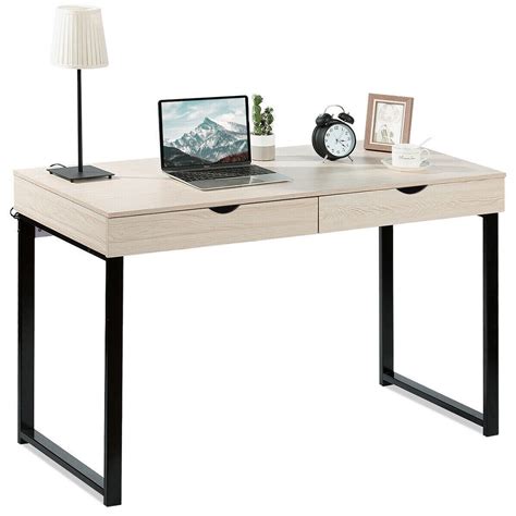 Unfold some fun with a versatile table designed for indoor or light outdoor use. BEFOKA Simple Writing Desk Study Computer Desk Laptop PC Table Workstation with/ 2 Drawers,White ...