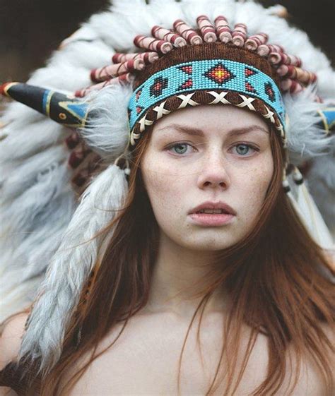 Girl In Native Indian Clothing Fire Hair Gorgeous Redhead Indian