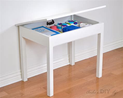 Storage for a desk doesn't have to be oversized, as this space shows. Easy DIY Kids Table with Storage - Build Plans - Anika's ...
