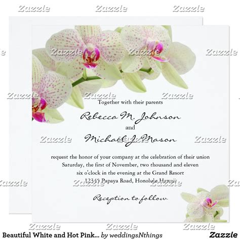 Beautiful White And Hot Pink Orchids Invitation Pink