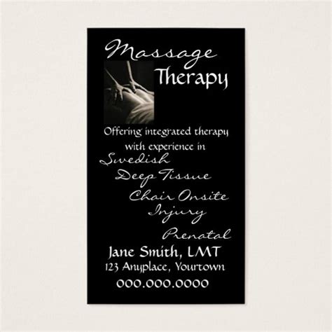 Massage Therapy Sleek Black Business Card
