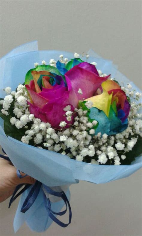 108 Florist Rainbow Rose Bouquet 3 Stalks