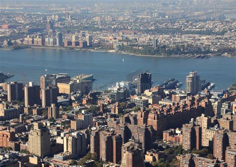 Hudson River With Skyline Of New York In Aerial Perspective Stock Image