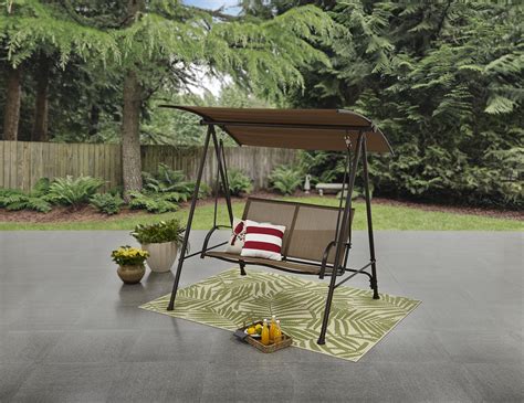 Check out more canopy swing items in home & garden, sports & entertainment, furniture, automobiles looking for a good deal on canopy swing? Mainstays Two Person Brown Canopy Sling Porch Swing ...