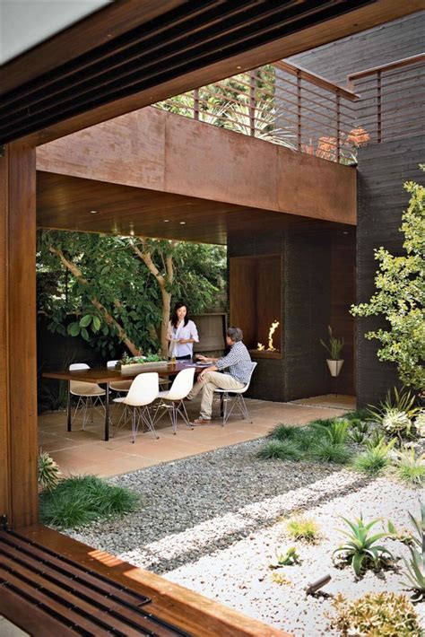 매혹적인 안뜰 디자인 50 Courtyard Design Outdoor Fireplace Designs Modern