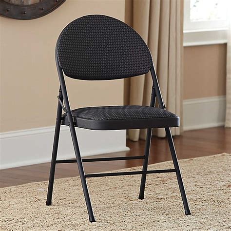 Cosco Oversized Comfort Folding Chair In Black Patterned Fabric Bed