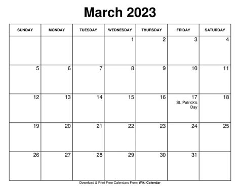 Free Printable March 2023 Calendar Templates With Holidays Artofit