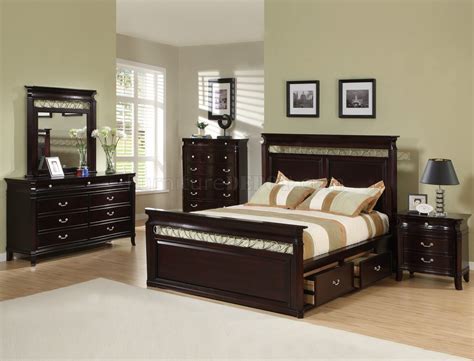 The cross collection is crafted out of oak wood and features a beautiful dark gray finish. Dark Espresso Finish Contemporary Bedroom W/Storage Bed