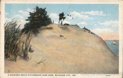 A Sheridan Beach Picturesque Sand Dune Michigan City IN Postcard