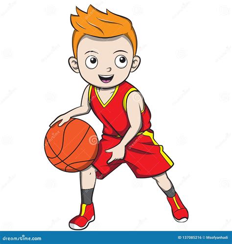 Cartoon Boy Playing Basketball Stock Vector Illustration Of Action