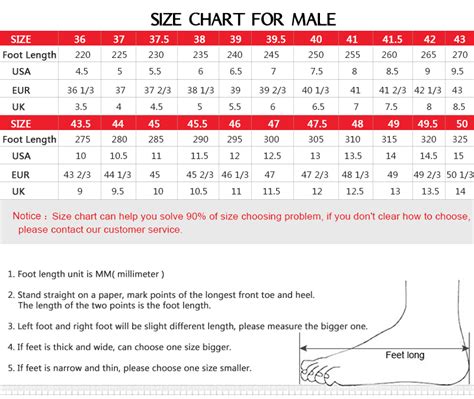 Mens Shoe Size Guide