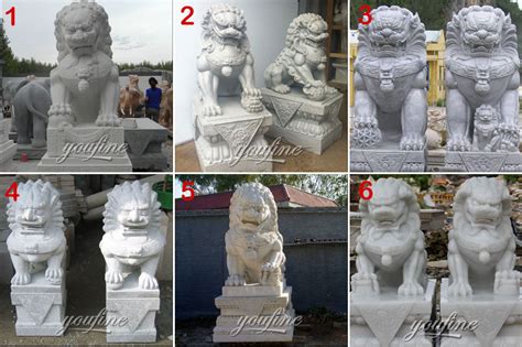 Outdoor Chinese Stone Lion Fu Dogs In Front Of House For Sale Marble