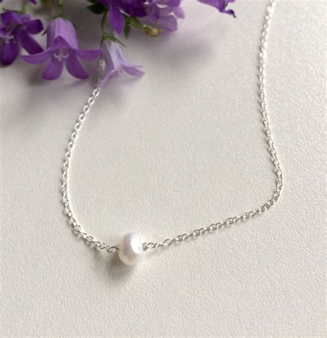 Freshwater Pearl Necklace Dainty Pearl Necklace Gold Etsy