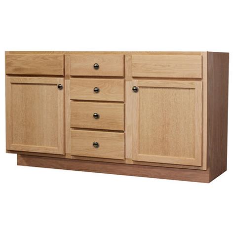 Our unfinished oak bathroom vanity cabinets have plywood sides and are stain and paint grade. Quality One™ 60" W x 21" D Unfinished Oak Bathroom Vanity ...