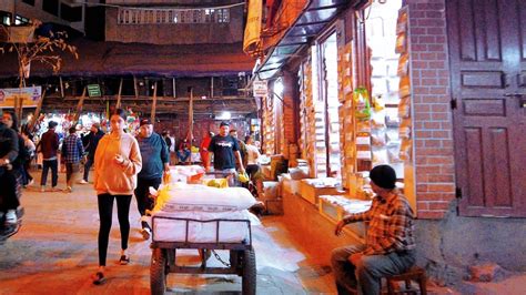 Nightlife In Old Towns Of Kathmandu City At Night Dashain Festival