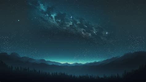 Minimalism Ai Art Simple Background Landscape Mountains Night