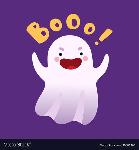 White Ghost Saying Boo Cute Halloween Spooky Vector Image