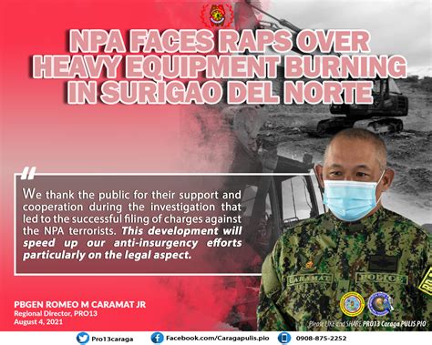 Npa Faces Raps Over Heavy Equipment Burning In Surigao Del Norte Radio Philippines Network