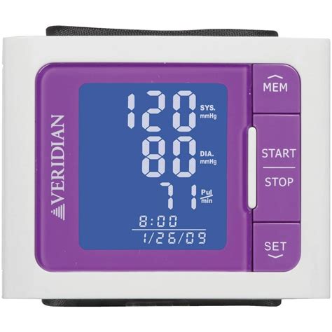 Veridian Vibrant Color Style Blood Pressure Wrist Monitor Purple