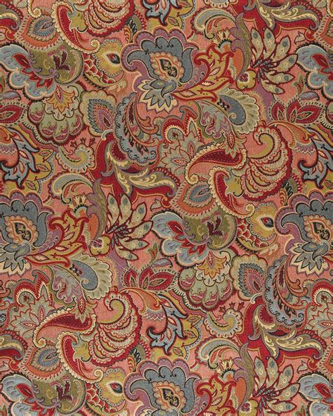 The base of this fabric is a plain weave 100% cotton that is 54 wide. Red Aqua Green and Beige Large Intricate Floral and ...