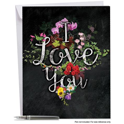 A Card With The Words I Love You Surrounded By Flowers And Leaves On A
