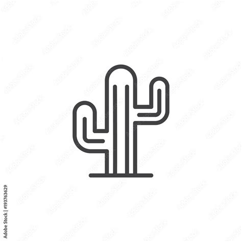 Cactus Outline Icon Linear Style Sign For Mobile Concept And Web