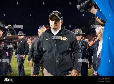 17 October 2015 Missouri Tigers Head Coach Gary Pinkel Walks Offsides The Field After Losing 9